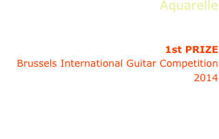 Aquarelle
Thierry Bégin-L, guitar

1st PRIZE
Brussels International Guitar Competition 
2014

G.Sanz, I.Albeniz, F.Tarrega, J.Duarte, M.Castelnuovo-Tedesco, Y.Yocoh, N.Koshkin, J.L.Merlin, F.Bustamente, J.Morel, A.C.Jobim